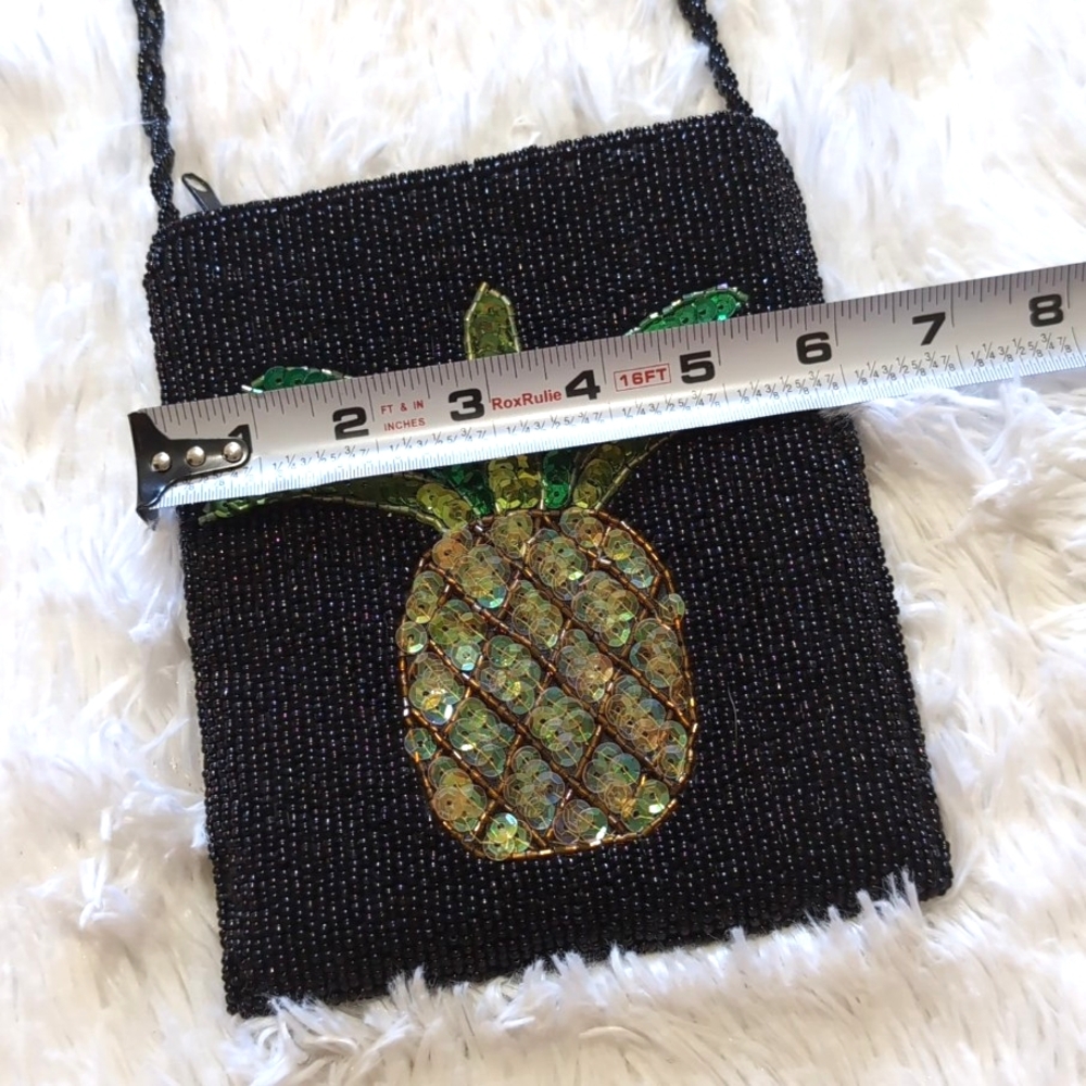 Y2K Vintage Black Beads & Gold Sequin Pineapple Cocktail Crossbody Bag - Picture 7 of 9
